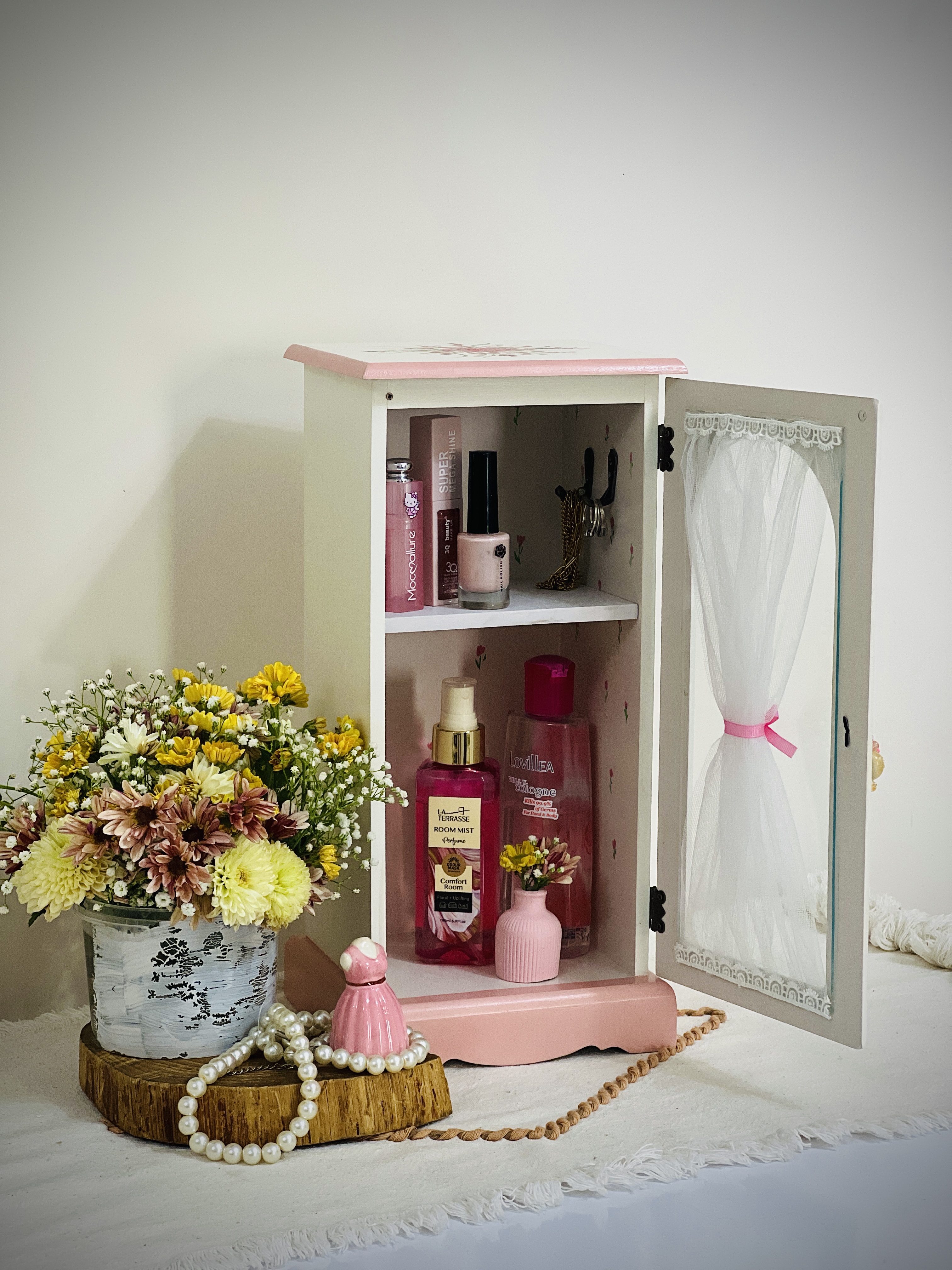 کمد اکسسوری و لوازم آرایش دستساز چوب ام ای اف سایز ۳۸/۱۸